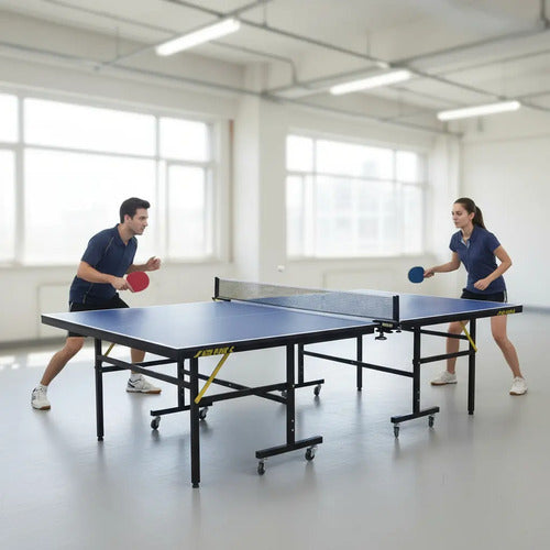 Mesa De Ping Pong Medida Profesional C/ruedas Plegable Azul