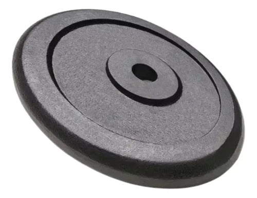 Disco Hierro Pase Común Estándar Para Barra Mancuerna 1,25kg Negro