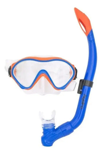 Set De Snorkel + Mascara Para Niños Junior Hydro Star Verde/negro