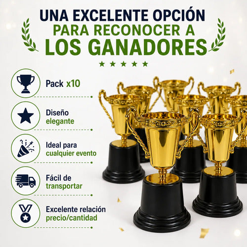 Copa Trofeo Con Asas Premio Para Deportes 13cm Pack X10 Dorado