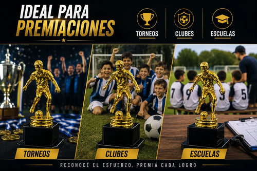 Trofeo Alegoría Fútbol Con Base Dorada 15 Cm Premiación Dorado