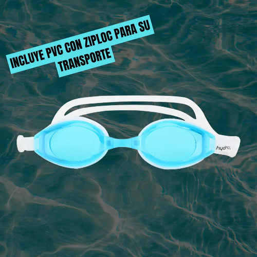 Lentes De Natación Hydro Champ 2.0 Celeste Antiempañante Y Uv