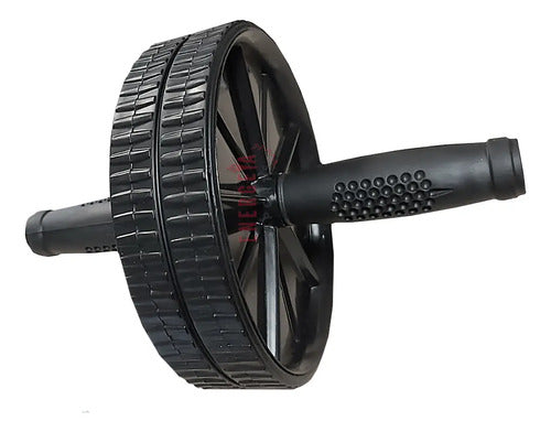 Rueda Abdominal Doble Desarmable Con Colchoneta Brazos Gym Color Negro Celeste