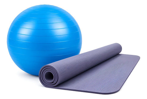 Pelota Pilates 65cm + Colchoneta Yoga Pvc 173*61 3mm Set Colores Surtidos