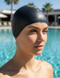 Gorra Silicona Para Natación Adulto Cabello Largo Moaki Negro Lisa Unico