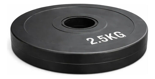 Disco Olímpico Engomado 2.5 Kg Sin Rebote Para Barra Gym Negro