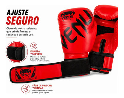 Guantes Boxeo Entrenamiento Premium Alta Protección Velcro 12oz Rojo