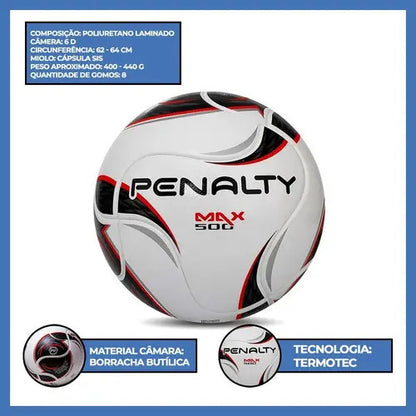 Balón De Fútbol Sala Termotec Xxi Penalty Max 500, Talla Única, Color Negro Blanco
