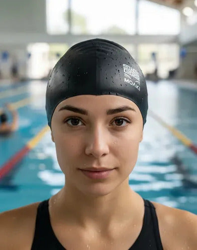 Gorra De Natación Moaki Kiroa Mini De Silicona Negra Negro Lisa Uni