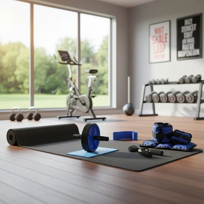 Set Fitness Colchoneta 0.3mm + Rueda Abdominal + Tobilleras Surtido