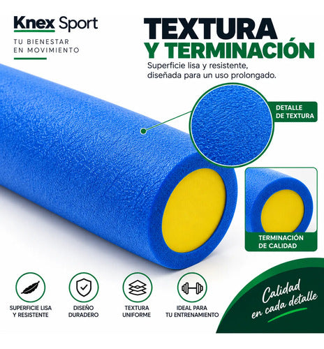 Rolo Pilates Liso Goma Eva 90x15cm - Yoga Fitness Foam Colores Surtidos