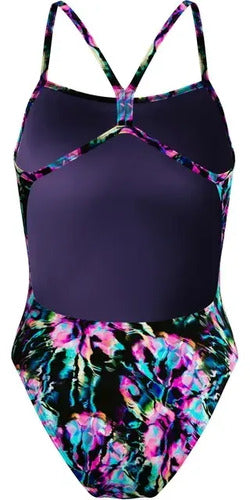 Malla De Natacion Speedo Dama Printed Vback 2.0 Mmsports Rosa Floreado 42