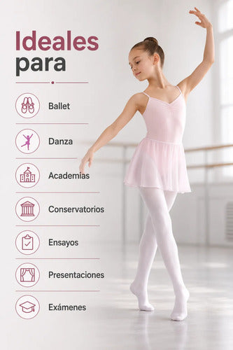 Media Ballet Danza Clásica Lycra Infantil Adulto Calidad Blanco Lisa S