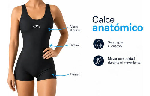 Malla Dama Natación Enterito Dama Mmsports Negro Lisa Xl