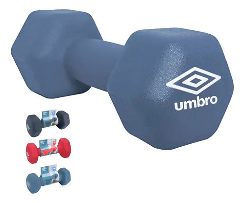 Mancuerna Pesas Hierro Umbro Recubierta Neopreno Musculación Color Azul Piedra