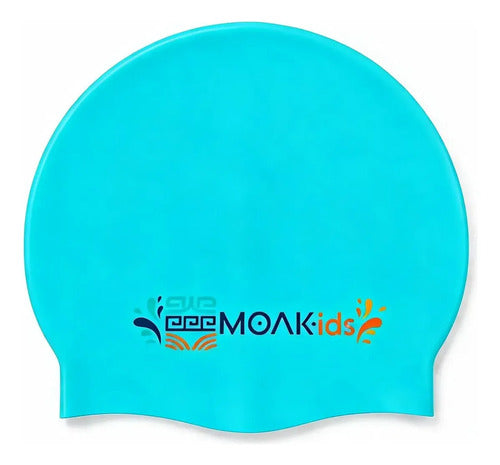 Gorra Natación Niños Silicona Moaki Kiroa Kids Celeste Lisa Niño