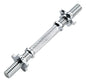 Mancuerna Maciza Cromada De 35cm Para Discos C/ Topes Rosca Plateado