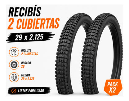 Pack X2 Cubiertas Bicicleta Rodado 29 29x2.125 Mtb Negro