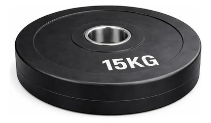 Disco Olímpico Engomado 15 Kg P/ Barra Pesas Gym Profesional Negro