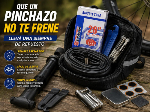 Pack X4 Cámaras Bicicleta Rodado 26 1.95/2.125 Válvula A/v Schrader Negro