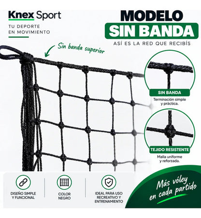 Red Volley Economica S/banda 9.5* 1mts Negro