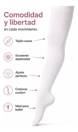 Media Ballet Danza Clásica Lycra Infantil Adulto Calidad Blanco Lisa S