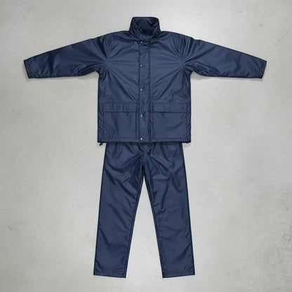 Traje Impermeable Hombre Oxford Pvc Azul Trabajo Capucha\n Azul M