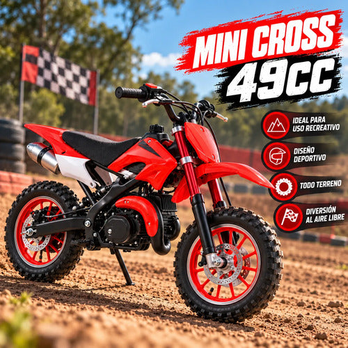 Moto Infantil Mini Cross 50cc - Nafta 2t Arranque Manual Multicolor