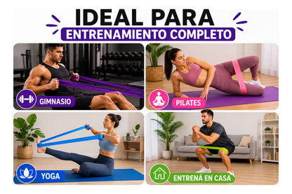 Set X10 Bandas Elásticas Planas Pilates Yoga Fitness Látex Surtido