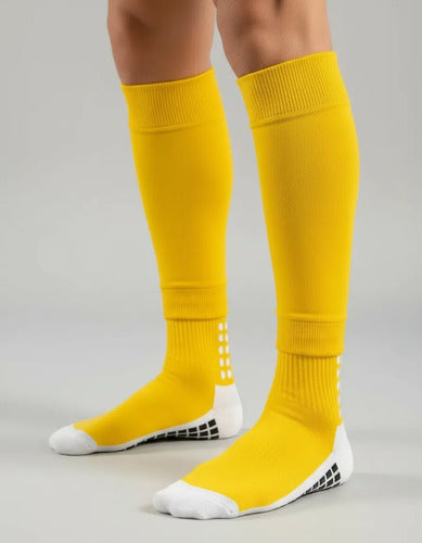 Combo Media Sin Pie + Antideslizante Fútbol Adulto Mmsports Amarillo M