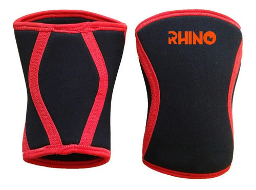 Rodillera Neopreno 7mm Crossfit Pesas Gym Reforzadas Rhino Color Rojo/negro L