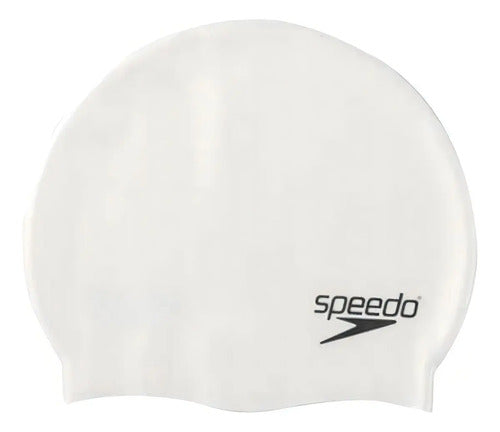 Gorra Natacion Speedo 100% Silicona Adultos Gorro Ergonomica Pileta Color Blanco Diseño De La Tela Liso Tamaño Adulto Gorros De Natación Para Adultos