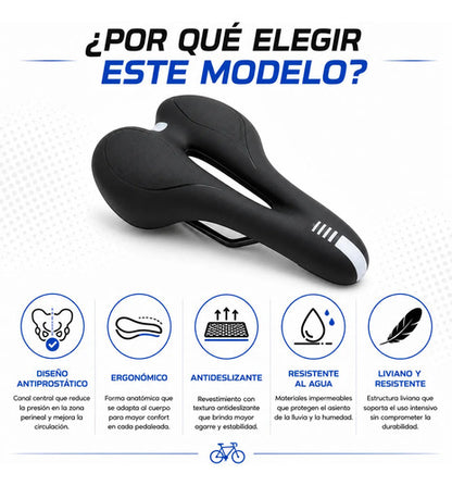 Asiento Bicicleta Mtb Antiprostático Ergonómico Calidad Negro