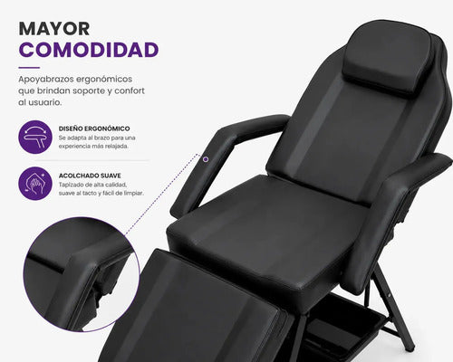 Silla Reclinable Multiuso Para Masajes Estética Y Podología Negro
