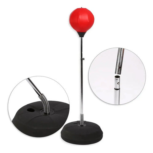 Set Puching Ball Para Niños + Guantes + Inflador Rojo