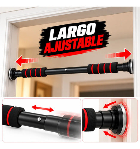 Barra De Puerta Extensible Brazos Espalda En Caja Pull Up Negro