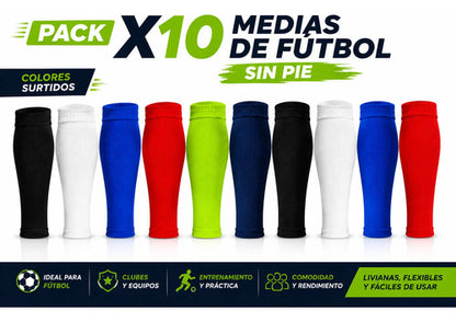 Pack X10 Pares Medias Fútbol Sin Pie Colores Surtidos Surtido Unico