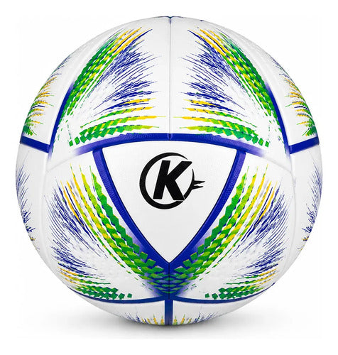 Pelota Fútbol Kx Strike Thermosellada Oficial N°5 Mmsports Blanco/azul/amarillo