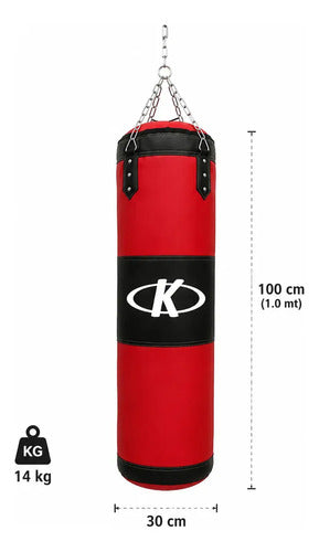 Saco De Boxeo 1m 14kg Relleno Fitness Entrenamiento Color Rojo
