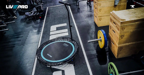 Trampolín Livepro Con Manija - Entrenamiento Y Bajo Impacto Negro