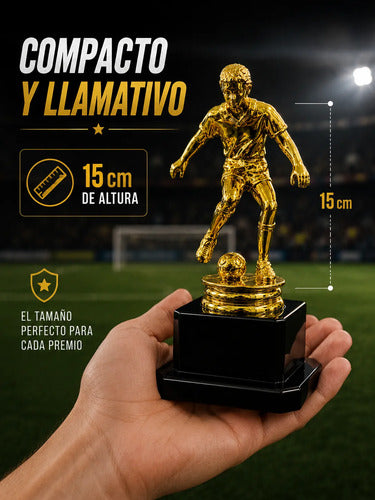 Trofeo Alegoría Fútbol Con Base Dorada 15 Cm Premiación Dorado