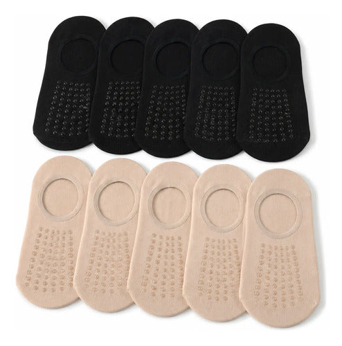 Pack X10 Medias Soquete Antideslizantes Para Yoga Pilates Surtido Liso Unico