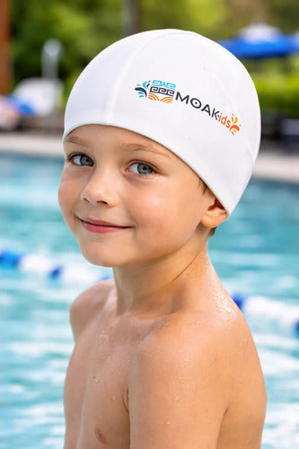 Gorra Natación Niños Silicona Moaki Kiroa Kids Blanco Liso Niño