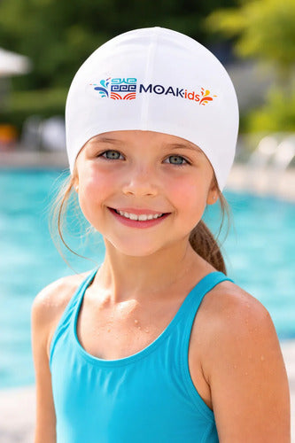 Gorra Natación Niños Silicona Moaki Kiroa Kids Blanco Liso Niño