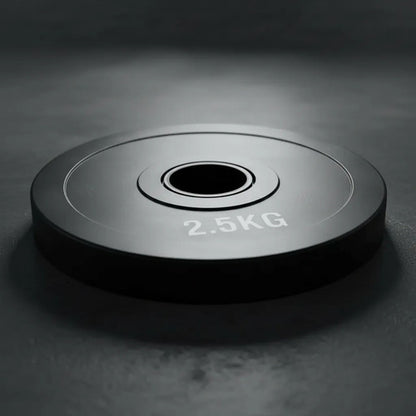 Disco Olímpico Engomado 2.5 Kg Sin Rebote Para Barra Gym Negro