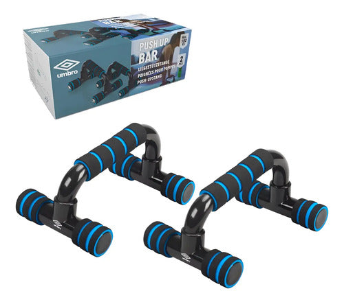 Push Up X2 Umbro Barra Fija Flexiones Fitness Entrenamiento Color Azul