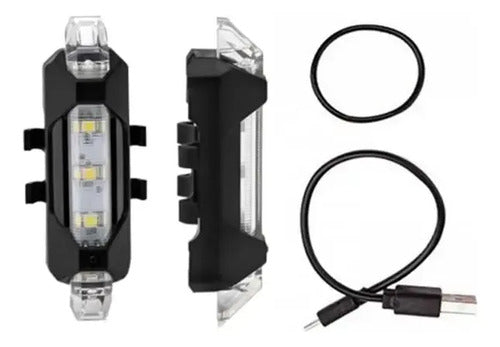 Luz Bicicleta Delantera O Trasera Luz Roja Y Blanca Usb Led Negro