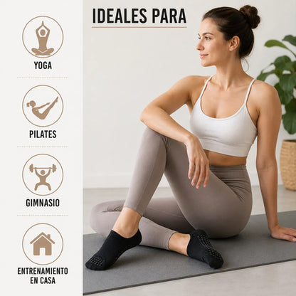 Pack X10 Medias Soquete Antideslizantes Para Yoga Pilates Surtido Liso Unico