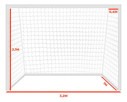 Redes Arco 2mm Fútbol 5/sala Y Handball 3,2x2,1m Uv Gismar Blanco