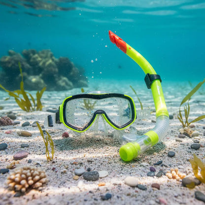 Set Snorkel Adulto + Máscara Silicona Para Buceo Amarillo